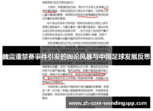 魏震遭禁赛事件引发的舆论风暴与中国足球发展反思 魏震遭禁赛事件引发的舆论风暴与中国足球发展反思